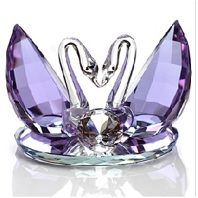 Purple Couple Swan Crystal Wedding Gifts