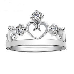 Silver Crown Shape Elegant Wedding & Engagement Rings