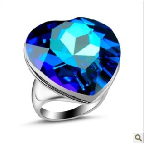 Blue Gem Heart Shape Korean Style Elegant Wedding & Engagement Rings