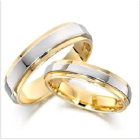 Silver Gold Couple Stainless Steel Wedding & Engagement Rings