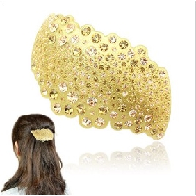 Gold With Shiny Diamond Leaf Shape Hair Jewelry