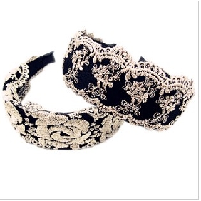 Black Plastic Wide Lace Fashion Embroidery Hair Jewelry