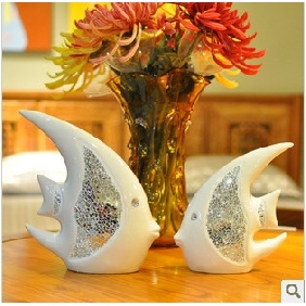 White Ceramic Sequins Double Kiss Fish Wedding Decorations & Gifts