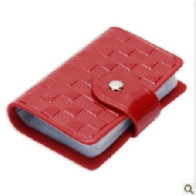 Red PU Leather With Button Many Positions Card Holder