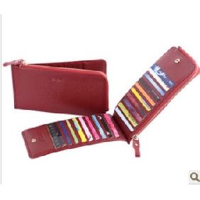 Red Korean Style With Zipper Card Holder