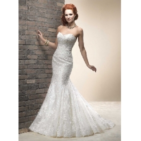 White Mermaid Backless Lace Up Taffeta A-line Wedding Dresses