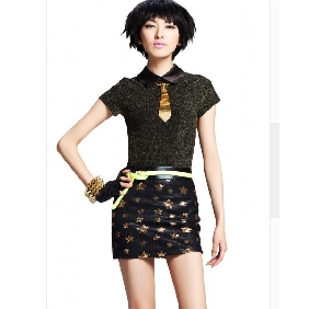 Gold With Tie Zipper On The Back Short Sleeves Women's Tank Tops