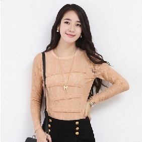 Peachy Beige Lace With Stripes Women's Tank Tops