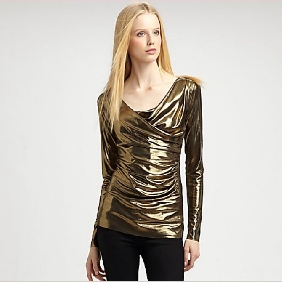Gold Shiny Ruffles PU Leather Women's Tank Tops
