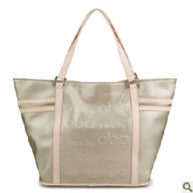 Silver Leather Zipper Inner Letters Printed Shoulder Bags