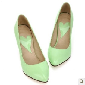 Green Pointed PU Leather High Heel Women's Casual Shoes