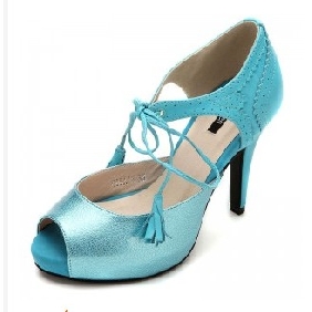Light Blue PU Leather Lace Up Women's Sandals
