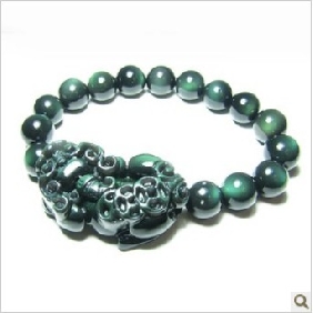 Dark Green Round Beads Animal Cartoon Images Men's Bracelets
