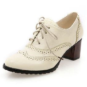 Ladies' Fashion Retro British College Style Thick Heel Sculptured Dress Shoes for Women