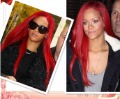 2011 New Free Shipping Rihanna Long Red Celebrity Hairstyle 18" Virgin Remy Hair Front Lace Wig Human Hair Wigs