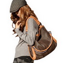 High Capacity Stripe Pattern Hobo Bag Black Handbag