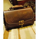Leather Handbag with Flower Embossed,  Ancient Hobo Bag, designer Handbag