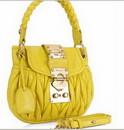 Matelasse Leather Hobo 078-S in Yellow Soft Lambskin Free Shipping