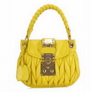 Matelasse Leather Hobo 078-S in Yellow Soft Lambskin Free Shipping
