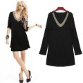 New Arrival Long Sleeve Dress Casual Beaded Dress