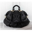 Drop Shipping High Quality Women's Wrinkle Stubbed Hobo Bag Lady's Handbag Shoulder Bag Black