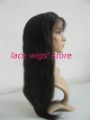 Free Shipping 20" Lace Front Wigs Silky Straight #1B Off Black Human Hair Wigs