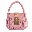 Matelasse Leather Hobo 078-S in Pink Soft Lambskin Free Shipping