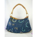 Fashion Blue Tapestry Beaded Florals Shoulder Bag Hobo