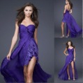 2011 Unique Design, Customized Off Shoulder, Chiffon, Bead, Lace with Hand-made Flowers Party Dress ED-391