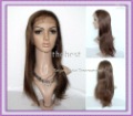 Brown ,silk Straight 100% Human Hair Wig,full Lace Wigs,16inch