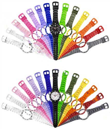 New Arrive! Champion Plastic Fashion Watch Which Can Change The Band(1watch + 4watch Bands)
