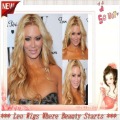2011 New Free Shipping Jenna Jameson Wavy FashionCelebrity Hairstyle Virgin Remy Hair Front Lace Wig Human Hair Wigs