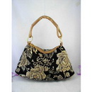 Fashion Black Tapestry Beaded Florals Shoulder Bag Hobo