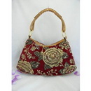 Fashion Red Tapestry Beaded Florals Shoulder Bag Hobo