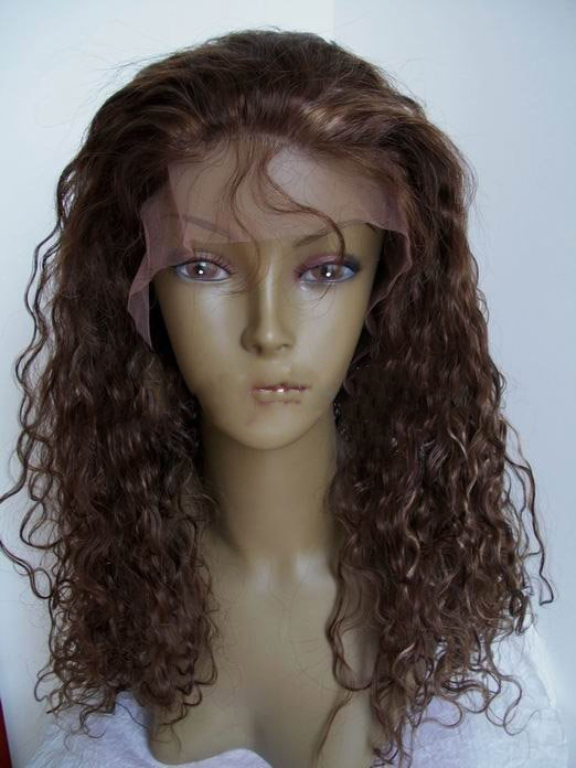 100% Indian Remy Lace Front Human Hair Wig 16" #4 Curly
