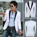 2011 CHIC One Button Black Collar Slim Suit White Color Size US S/M/L
