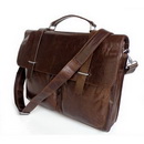 6071# Guarantee 100% Genuine Vintage Tan Leather Men's Briefcase Messenger Shoulder Bag Wholesale