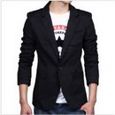 Long Sleeve One Button Black Men's Suits