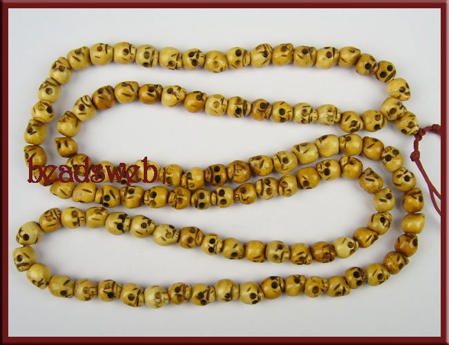 Tibetan Bone Carved 108pcs Skull Prayer Beads Necklace