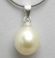AAA White 9.5MM Drop Pearl Pendant & S925 Silver Chain