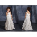 Free Shipping Lovely Satin A-line Square Neckline Flower Girl Dress
