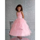 Scoop Necklines Organza Flower Girl Dress Junior Bridesmaid Dress