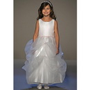 A-Line Round-neck Tea-length Organza Flower Girls Dress
