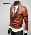 Wholesale -free Shipping 2010 Men's New Casual Leather Jacket with Tall Collar Yujy