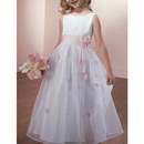Lovely Satin Chiffion Bead Embroider Flower Girl Dress