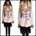 HOTwomen' 2010 Double-breasted Slim Waist Coat,ladies' Thickening Clothe Aviator Leather Jacke Artificial Fur Free Shipping8203