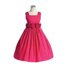 Real Satin Pink Flower Girl Dress