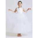 A-line Bateau Ankle-length Satin Tulle Flower Girl Dresses