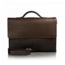 Free Shipping Men's Calf Leather Briefcase - Coffee