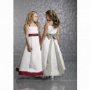 Princess Spaghetti Strap Bow Embroidery Ballerina Satin Flower Girl Dress